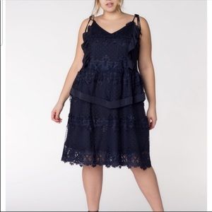 NWT Anthro Lost Ink Swing Dress Navy Lace 2X